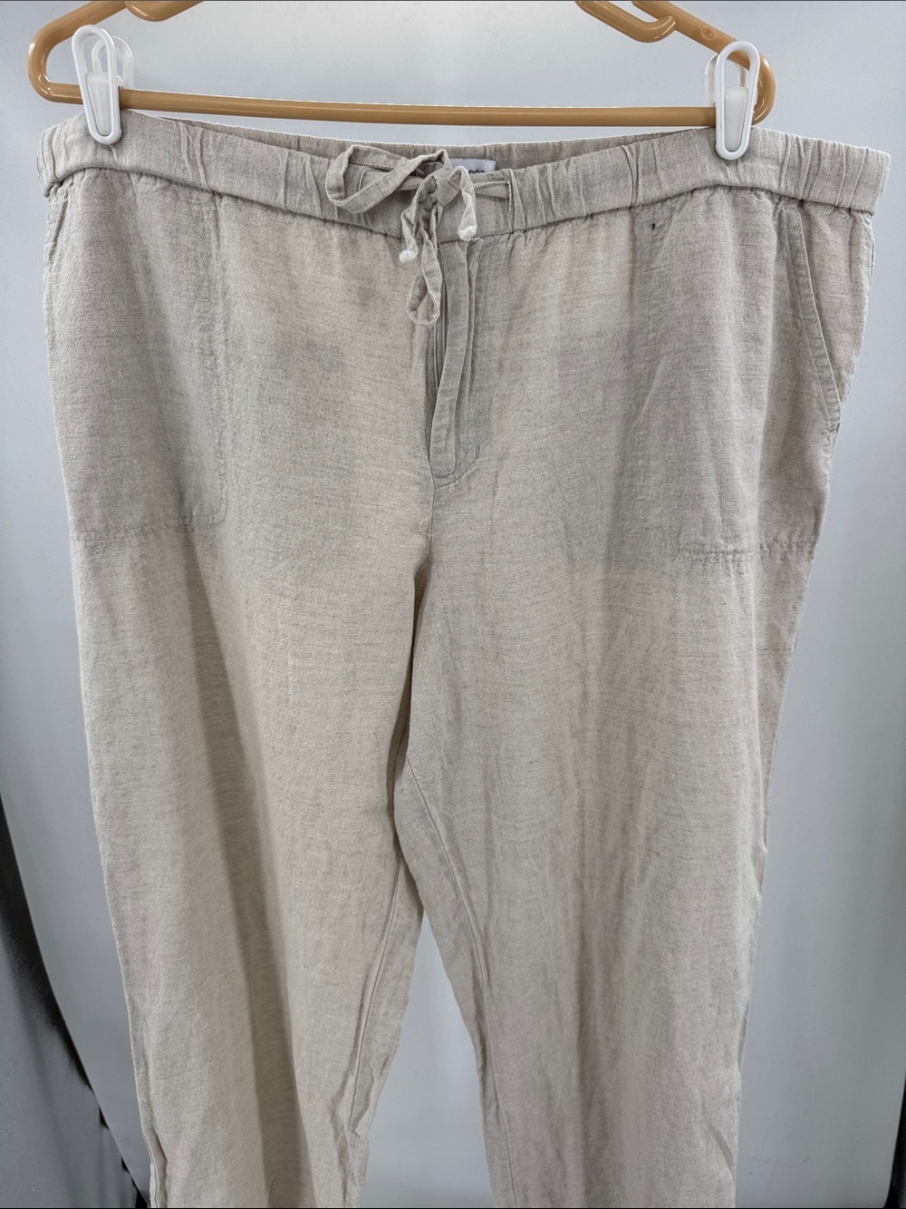 Liz Claiborne Light Khaki Cream Drawstring Linen-Blend Pants XXL casual neutral - Picture 3 of 11